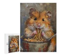 500 PCS Puzzle Per Adolescenti Cute Hamster Spaghetti Eat Puzzle Per Adulti Gioco Per Famiglie Un'opera D'arte Regali Unici Per Compleanno E Natale 500 PCS