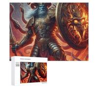 500 PCS Puzzle Per Adolescenti Dark Warrior with Horns And Flames Puzzle Per Adolescenti Gioco Rompicapo Migliora La Memoria Regali Di Natale Compleanno 500 PCS