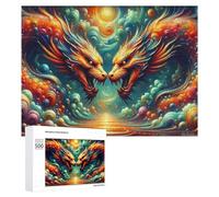 500 PCS Puzzle Per Adolescenti Dragon Duel Fantasy Artwork Puzzle Per Adolescenti Gioco Rompicapo Migliora La Memoria Regali Di Natale Compleanno 500 PCS