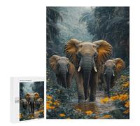 500 PCS Puzzle Per Adolescenti Elephants Walking through Jungle Stream Puzzle Per Adulti Gioco Pratico Corsa Di Velocità Delle Mani Divertimento Attività A Casa, 500 PCS