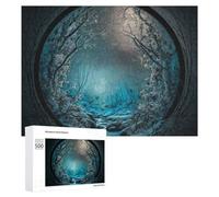 500 PCS Puzzle Per Adolescenti Enchanted Winter Forest Through A Circular Window Puzzle Per Adulti, Gioco Rompicapo, Gara Di Velocità Manuale, Impegnativo Da Completare 500 PCS