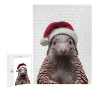500 PCS Puzzle Per Adolescenti Festive Pangolin with Santa Hat Puzzle Per Adulti Giochi Per Famiglie Taglio Di Precisione Difficile E Impegnativo 500 PCS