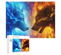 500 PCS Puzzle Per Adolescenti Fire And Ice Wolves Digital Art Puzzle Per Adolescenti Gioco Rompicapo Migliora La Memoria Regali Di Natale Compleanno 500 PCS