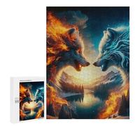 500 PCS Puzzle Per Adolescenti Fire And Ice Wolves Puzzle Per Adolescenti Gioco Rompicapo Migliora La Memoria Regali Di Natale Compleanno 500 PCS