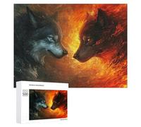 500 PCS Puzzle Per Adolescenti Fire Vs Ice Wolves Artwork Puzzle Fai Da Te Per Adulti, Giocattoli, Decorazioni Murali, Regali Per Tutta La Famiglia 500 PCS