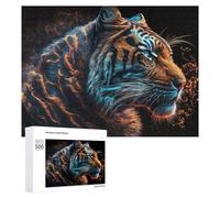 500 PCS Puzzle Per Adolescenti Flame Tiger Digital Art -1 Puzzle Per Adulti, Gioco Rompicapo, Gara Di Velocità Manuale, Impegnativo Da Completare 500 PCS