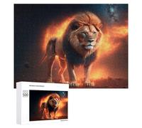 500 PCS Puzzle Per Adolescenti Flaming Lion Majesty Puzzle Per Adulti Gioco Per Famiglie Un'opera D'arte Regali Unici Per Compleanno E Natale 500 PCS