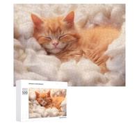 500 PCS Puzzle Per Adolescenti Fluffy Orange Kitten Sleeping Puzzle Per Adolescenti Gioco Rompicapo Migliora La Memoria Regali Di Natale Compleanno 500 PCS