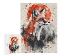500 PCS Puzzle Per Adolescenti Fox Forest Watercolor Puzzle Per Adulti Gioco Pratico Corsa Di Velocità Delle Mani Divertimento Attività A Casa, 500 PCS