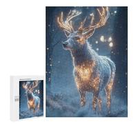 500 PCS Puzzle Per Adolescenti Glowing Deer in Winter Forest Puzzle Per Adulti Gioco Pratico Assemblaggio Di Modelli Regali Unici Per Compleanno E Natale 500 PCS