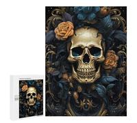 500 PCS Puzzle Per Adolescenti Golden Skull with Roses Art Print Puzzle Per Adolescenti Difficili Ogni Pezzo È Unico - Regalo Di Compleanno, Regali, 500 PCS