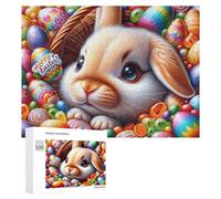 500 PCS Puzzle Per Adolescenti Happy Easter Bunny Basket Puzzle Per Adolescenti Gioco Rompicapo Migliora La Memoria Regali Di Natale Compleanno 500 PCS