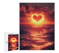 500 PCS Puzzle Per Adolescenti Heart Sunset Over The Ocean Puzzle Per Adulti Gioco Pratico Regalo Per Donne Aiuta L'esercizio Del Cervello 500 PCS