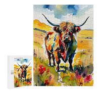 500 PCS Puzzle Per Adolescenti Highland Cow Watercolor Puzzle Per Adulti Gioco Pratico Assemblaggio Di Modelli Regali Unici Per Compleanno E Natale 500 PCS