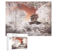 500 PCS Puzzle Per Adolescenti Infrared Serenity Pagoda Amidst Trees Puzzle Per Adulti Giocattoli Fai Da Te Sfida Difficile Regali Antistress 500 PCS