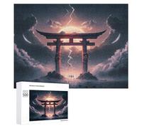 500 PCS Puzzle Per Adolescenti Japanese Torii Gate with Lightning Strikes Puzzle Per Adulti Gioco Per Famiglie Un'opera D'arte Regali Unici Per Compleanno E Natale 500 PCS
