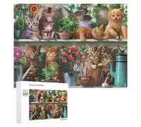 500 PCS Puzzle Per Adolescenti Kittens in A Garden Setting Puzzle Per Adolescenti Gioco Rompicapo Migliora La Memoria Regali Di Natale Compleanno 500 PCS