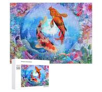 500 PCS Puzzle Per Adolescenti Koi Fish Pond Fantasy Artwork Puzzle Per Adolescenti Gioco Rompicapo Migliora La Memoria Regali Di Natale Compleanno 500 PCS