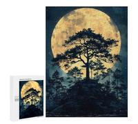 500 PCS Puzzle Per Adolescenti Moonlit Tree Silhouette Puzzle Per Adulti Gioco Pratico Difficile Difficile Unico Compleanno E Regali 500 PCS