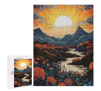 500 PCS Puzzle Per Adolescenti Mountain Landscape with River And Flowers Puzzle Per Adulti Gioco Pratico Regalo Per Donne Aiuta L'esercizio Del Cervello 500 PCS