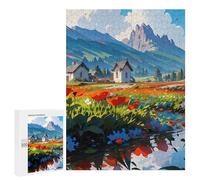 500 PCS Puzzle Per Adolescenti Mountain Serenity with Flowers Puzzle Per Adolescenti Gioco Rompicapo Migliora La Memoria Regali Di Natale Compleanno 500 PCS