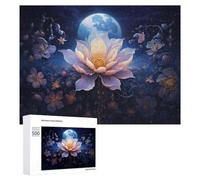 500 PCS Puzzle Per Adolescenti Mystical Night Garden with Lotus Puzzle Per Adolescenti Gioco Rompicapo Migliora La Memoria Regali Di Natale Compleanno 500 PCS