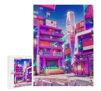 500 PCS Puzzle Per Adolescenti Neon Cityscape Vibrant Urban Landscape -2 Puzzle Per Adulti Gioco Pratico Corsa Di Velocità Delle Mani Divertimento Attività A Casa, 500 PCS