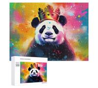 500 PCS Puzzle Per Adolescenti Panda with Rainbow Crown Puzzle Per Adulti Gioco Per Famiglie Un'opera D'arte Regali Unici Per Compleanno E Natale 500 PCS