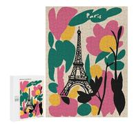 500 PCS Puzzle Per Adolescenti Paris Eiffel Tower Floral Art Puzzle Per Adulti Assemblaggio Del Modello Aiuta L'esercizio Del Cervello Giochi Stimolanti 500 PCS
