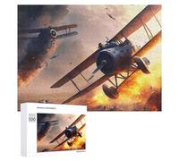500 PCS Puzzle Per Adolescenti Puzzle Aerial Combat Vintage Warplanes in Flames Puzzle Per Adulti Gioco Rompicapo Ma Divertente E Umoristico Aiuta L'esercizio Del Cervello 500 PCS