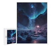 500 PCS Puzzle Per Adolescenti Puzzle Aurora Borealis Over Frozen Waterfall Puzzle Per Adulti Gioco Rompicapo Ma Divertente E Umoristico Aiuta L'esercizio Del Cervello 500 PCS