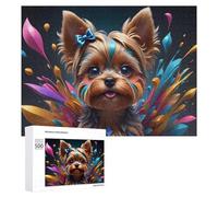 500 PCS Puzzle Per Adolescenti Puzzle Colorful Yorkshire Terrier Portrait Puzzle Per Adulti Gioco Pratico Assemblaggio Del Modello Regali Unici Per Compleanno E Natale 500 PCS