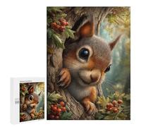 500 PCS Puzzle Per Adolescenti Puzzle Cute Squirrel Peeking from Tree Hollow Puzzle Per Adulti Gioco Pratico Assemblaggio Del Modello Regali Unici Per Compleanno E Natale 500 PCS