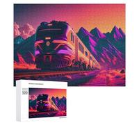 500 PCS Puzzle Per Adolescenti Puzzle Neon Train Journey Through Mountains Puzzle Per Adulti Gioco Rompicapo Ma Divertente E Umoristico Aiuta L'esercizio Del Cervello 500 PCS