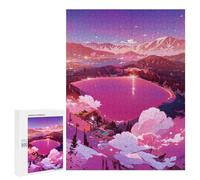 500 PCS Puzzle Per Adolescenti Puzzle Pink Lake Sunset Puzzle Per Adulti Gioco Pratico Assemblaggio Del Modello Regali Unici Per Compleanno E Natale 500 PCS