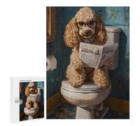 500 PCS Puzzle Per Adolescenti Puzzle Poodle Reading Newspaper on Toilet-6 Puzzle Per Adolescenti Sfida Difficile Ogni Pezzo È Unico - Giocattoli Educativi Per L'apprendimento 500 PCS