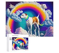 500 PCS Puzzle Per Adolescenti Rainbow Dog in Clouds Puzzle Per Adolescenti Gioco Rompicapo Migliora La Memoria Regali Di Natale Compleanno 500 PCS