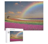 500 PCS Puzzle Per Adolescenti Rainbow Over Flower Fields Puzzle Per Adolescenti Gioco Rompicapo Migliora La Memoria Regali Di Natale Compleanno 500 PCS