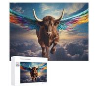500 PCS Puzzle Per Adolescenti Rainbow-Winged Bull Soars Above Clouds -1 Puzzle Per Adulti Gioco Pratico Corsa Di Velocità Delle Mani Divertimento Attività A Casa, 500 PCS