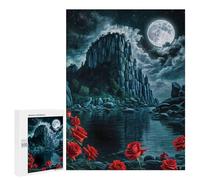 500 PCS Puzzle Per Adolescenti Red Rose in Cliff Night Puzzle Per Adolescenti Gioco Rompicapo Migliora La Memoria Regali Di Natale Compleanno 500 PCS