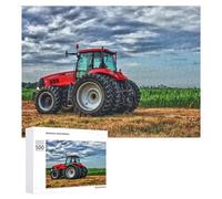 500 PCS Puzzle Per Adolescenti Red Tractor in Field Under Cloudy Sky Puzzle Per Adulti Giochi Per Famiglie Antistress Regali Per La Riduzione Dello Stress 500 PCS