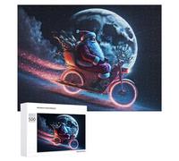 500 PCS Puzzle Per Adolescenti Santa Claus on A Motorcycle Under The Moonlight Puzzle Fai Da Te Per Adulti, Giocattoli, Decorazioni Murali, Regali Per Tutta La Famiglia 500 PCS
