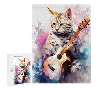 500 PCS Puzzle Per Adolescenti Savannah Cat Playing Guita Puzzle Per Adolescenti Gioco Rompicapo Migliora La Memoria Regali Di Natale Compleanno 500 PCS