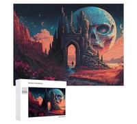 500 PCS Puzzle Per Adolescenti Skull Castle Under A Full Moon Puzzle Per Adolescenti Gioco Rompicapo Migliora La Memoria Regali Di Natale Compleanno 500 PCS