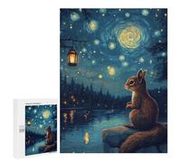500 PCS Puzzle Per Adolescenti Squirrel Under Starry Sky Puzzle Per Adulti Puzzle Difficile Sfida Attività Divertenti A Casa Ottimo Regalo Per I Giocatori 500 PCS