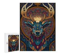 500 PCS Puzzle Per Adolescenti Stained Glass Deer Art Print -1 Puzzle Per Adolescenti Taglio Di Precisione Aiuta L'esercizio Del Cervello Regali Per La Riduzione Dello Stress 500 PCS