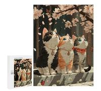 500 PCS Puzzle Per Adolescenti Three Cats Under Cherry Blossoms Puzzle Per Adulti Gioco Pratico Regalo Per Donne Aiuta L'esercizio Del Cervello 500 PCS
