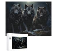 500 PCS Puzzle Per Adolescenti Three Mystical Wolves in The Moonlight Puzzle Per Adulti Gioco Pratico Corsa Di Velocità Delle Mani Divertimento Attività A Casa, 500 PCS