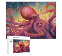 500 PCS Puzzle Per Adolescenti Vibrant Octopus in Abstract Ocean Artwork Puzzle Per Adulti Giocattolo Decorazione Da Parete Un'opera D'arte Regalo Di Compleanno, Regali, 500 PCS