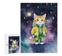 500 PCS Puzzle Per Adolescenti Watercolor Cat in Space Puzzle Per Adulti Rompicapo Gioco Analisi E Logica Regali Di Natale Compleanno 500 PCS
